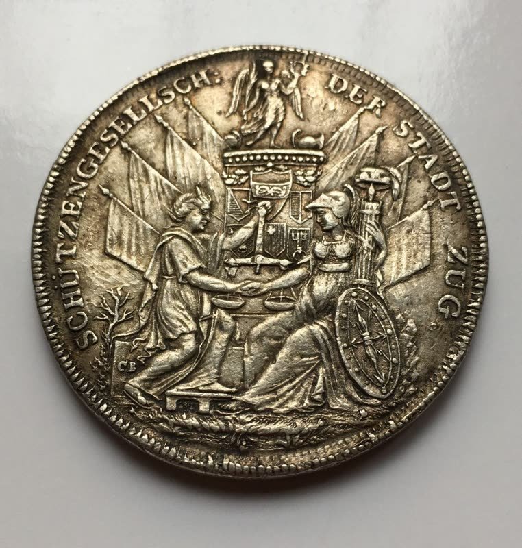Vorderseite: Alte Schützenmedaille TUGIUM, Zug